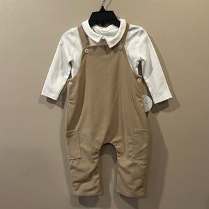 Edgehill Collection 2pc Peter Pan Collar Long Sleeve Overall Corduroy Outfit